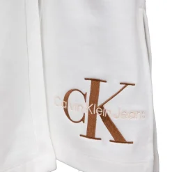 Bas de jogging blanc avec fente logo brodé bronze Femme CALVIN KLEIN