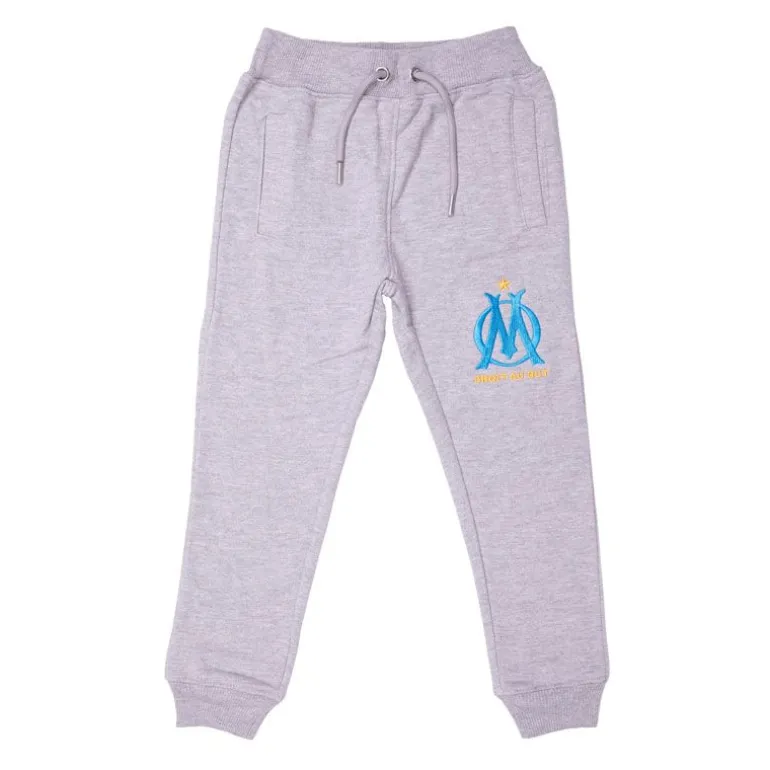 Bas de jogging coton gris chiné logo brodé Enfant OM