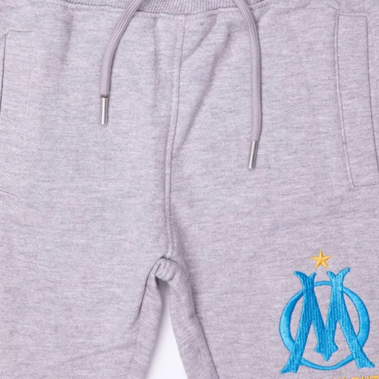 Bas de jogging coton gris chiné logo brodé Enfant OM
