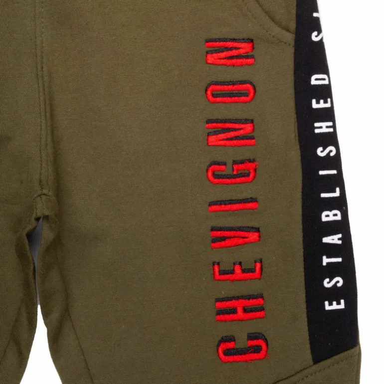 Bas de jogging inscription côté brodée coton mélangé Enfant CHEVIGNON