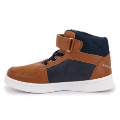 Basket Montante à Velcro Marron/Marine Enfant CHEVIGNON