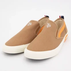 Baskets à enfiler tissu uni semelle blanche Homme US POLO