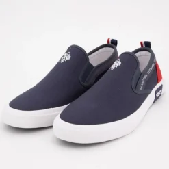 Baskets à enfiler tissu uni semelle blanche Homme US POLO