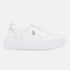 Baskets à lacets blancs semelle épaisse blanche Femme US POLO