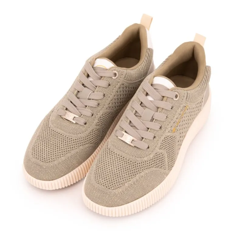 Baskets à lacets couleur taupe semelle épaisse Femme TOM TAILOR