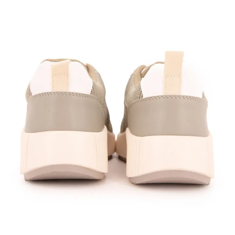 Baskets à lacets couleur taupe semelle épaisse Femme TOM TAILOR