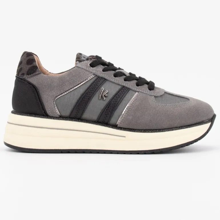 Baskets à lacets silvia cuir semelle compensée imprimé léopard Femme KEYS