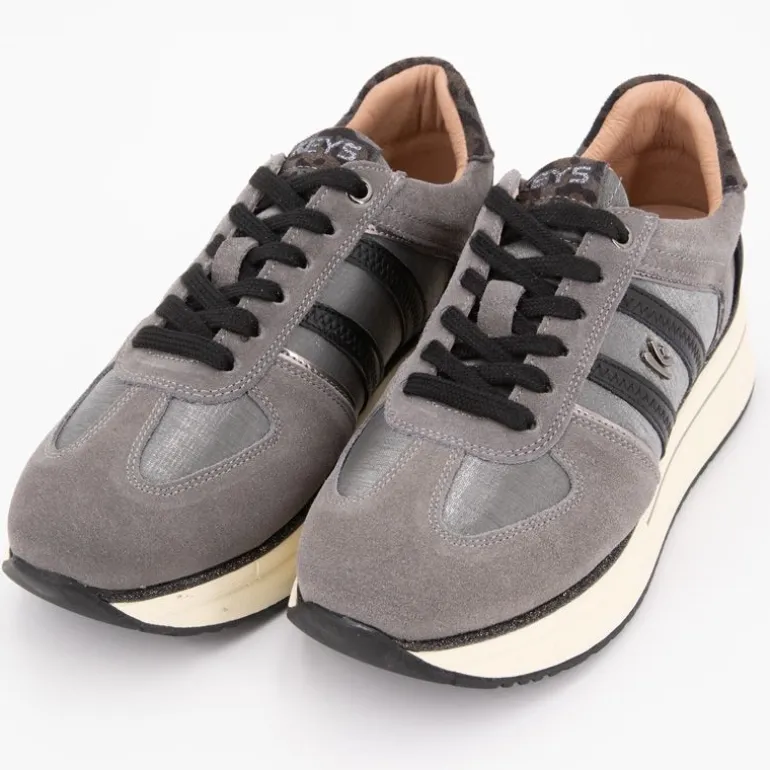 Baskets à lacets silvia cuir semelle compensée imprimé léopard Femme KEYS