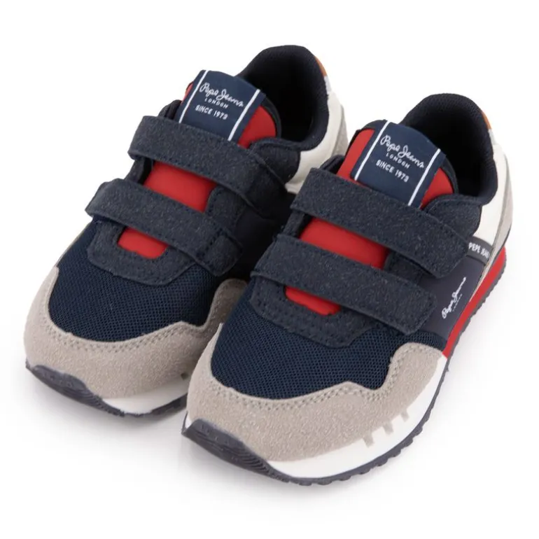 Baskets à scratch london nut brown suédine Enfant PEPE JEANS
