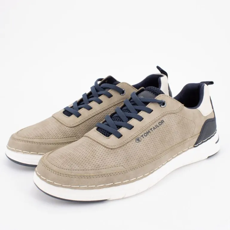 Baskets basses à lacets stone couleur beige Homme TOM TAILOR
