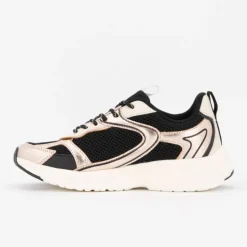 Baskets basses gold toile avec lacets à motifs Femme LE TEMPS DES CERISES