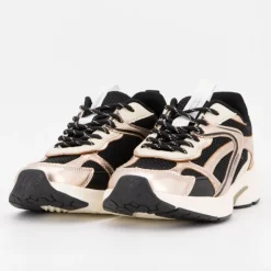 Baskets basses gold toile avec lacets à motifs Femme LE TEMPS DES CERISES