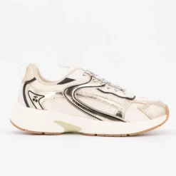 Baskets basses gold toile avec lacets à motifs Femme LE TEMPS DES CERISES