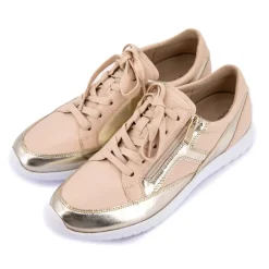 Baskets beige bicolore dorée avec fermeture éclair Femme CAPRICE