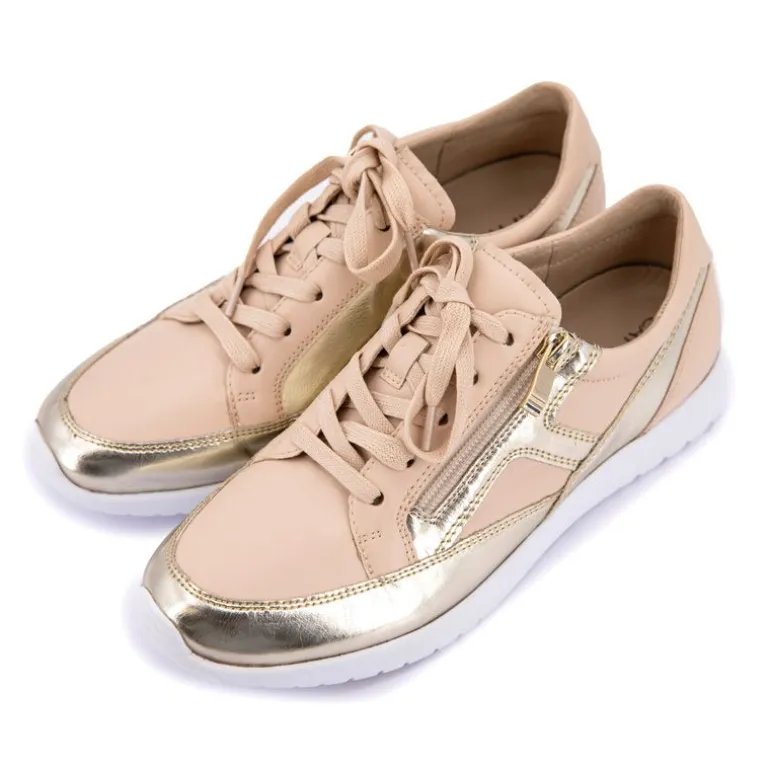 Baskets beige bicolore dorée avec fermeture éclair Femme CAPRICE