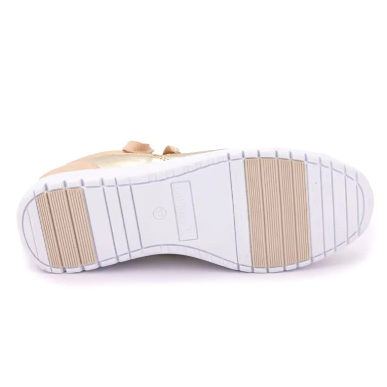 Baskets beige bicolore dorée avec fermeture éclair Femme CAPRICE