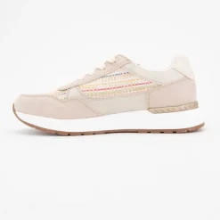 Baskets beiges à lacets effet tissé avec zip Femme ROMIKA