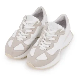 Baskets blanc et beige brillant à lacets Femme URBAN