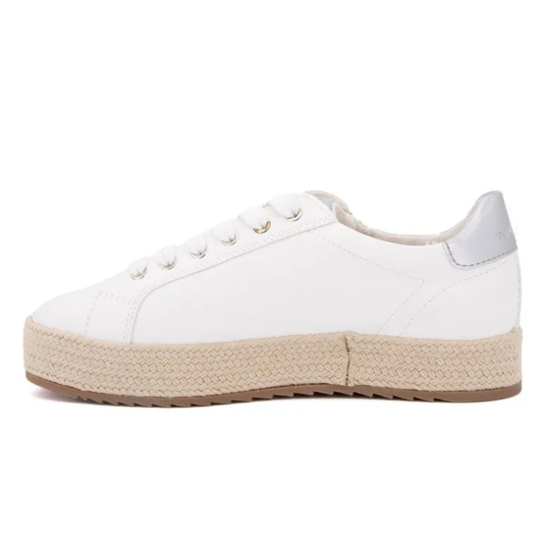 Baskets blanches à lacets avec corde et zip Femme TOM TAILOR