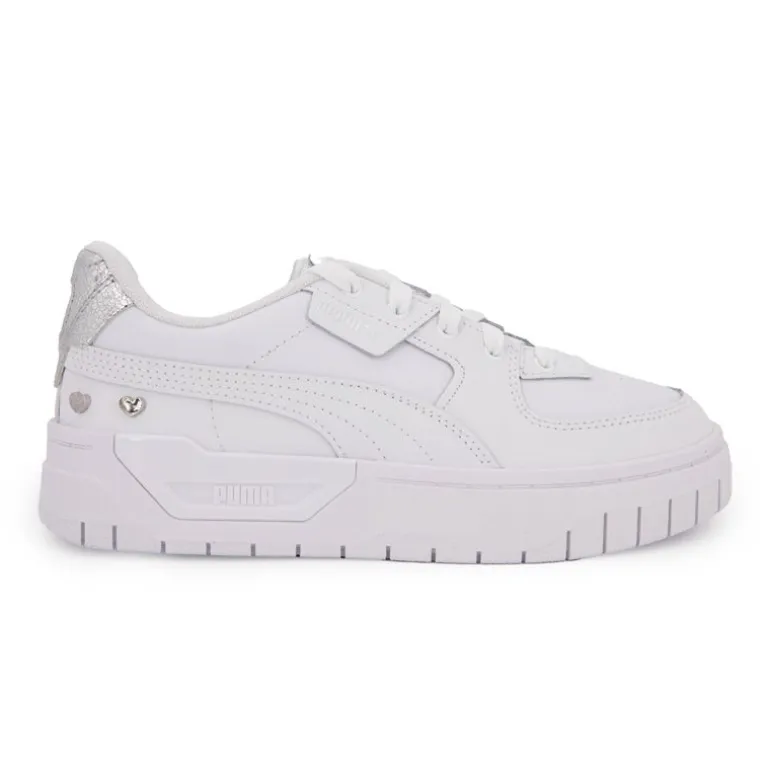 Baskets blanches Cali Dream GL junior ornée de coeurs argentés Femme, Enfant PUMA