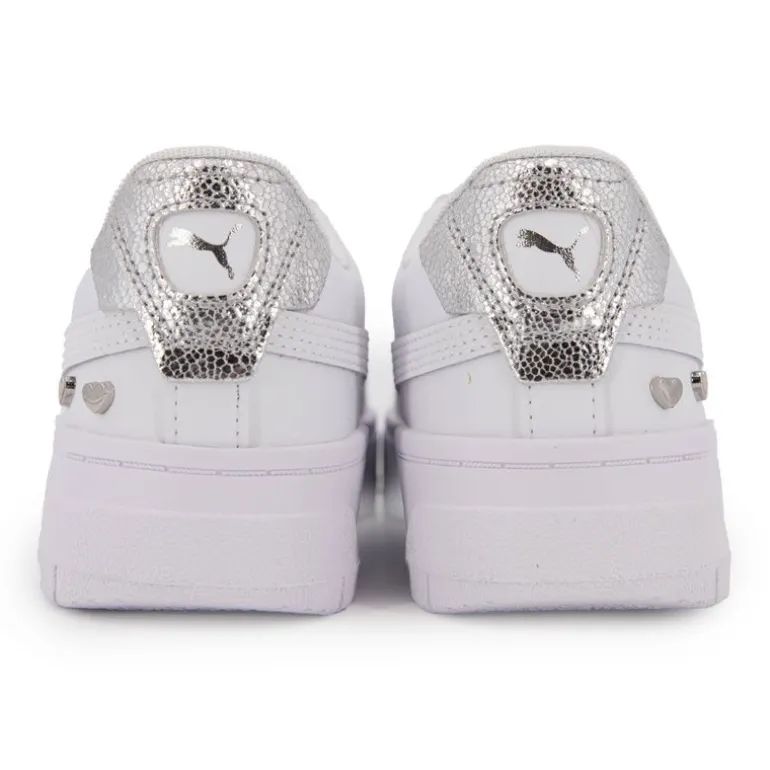 Baskets blanches Cali Dream GL junior ornée de coeurs argentés Femme, Enfant PUMA
