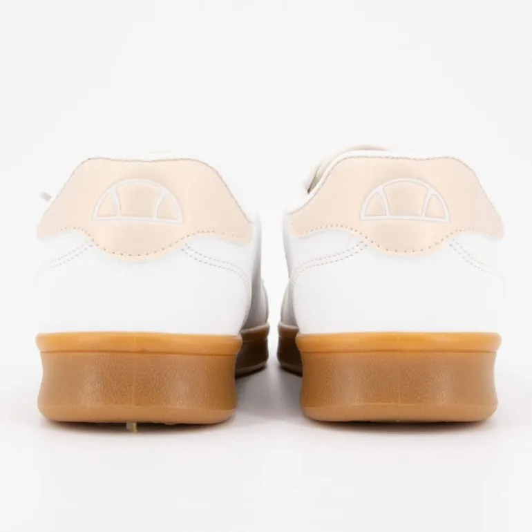 Baskets blanches de couleur pêche à lacets semelle gomme Femme ELLESSE