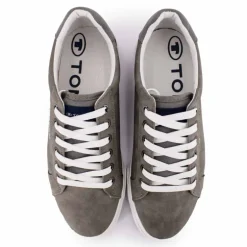 Baskets blanches en toile liseré bleu et rouge Homme TOM TAILOR