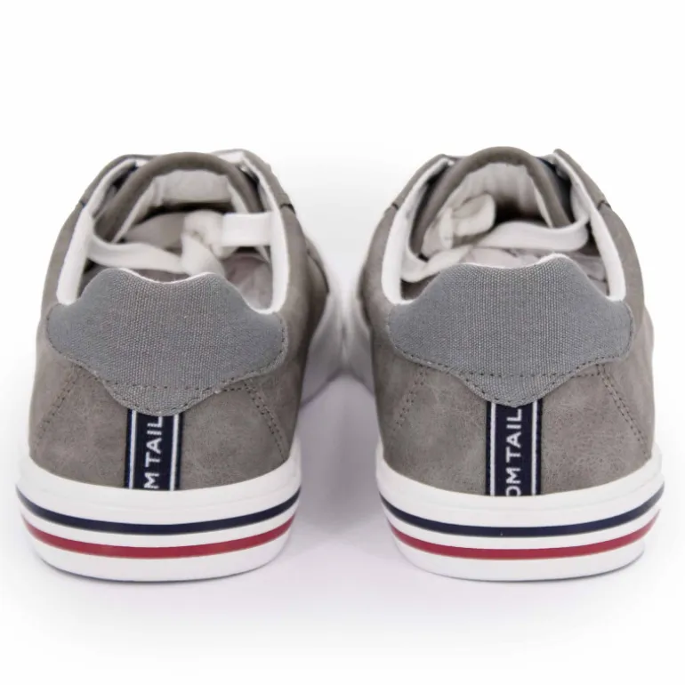 Baskets blanches en toile liseré bleu et rouge Homme TOM TAILOR