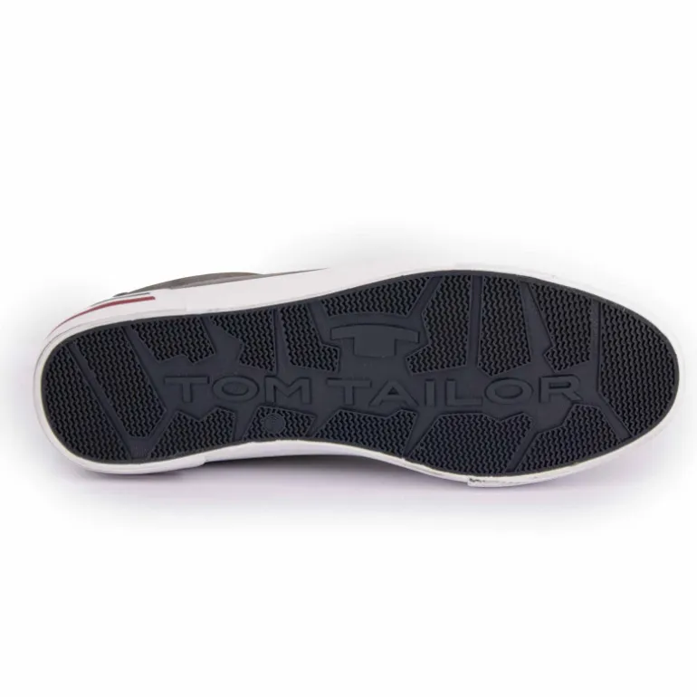 Baskets blanches en toile liseré bleu et rouge Homme TOM TAILOR