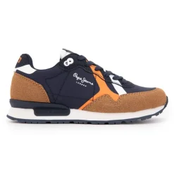 Baskets bleu marine player air effet daim camel Enfant PEPE JEANS