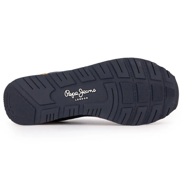 Baskets brit road bleu marine suédine avec lacets bleus Homme PEPE JEANS