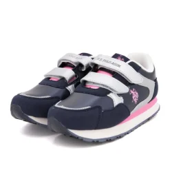 Baskets colorées à scratch similicuir Enfant US POLO