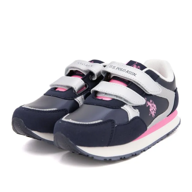 Baskets colorées à scratch similicuir Enfant US POLO
