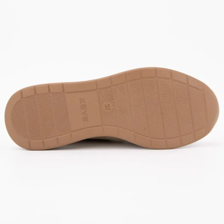 Baskets compensées à sequins cuir zip dorée avec lacets Femme KEYS