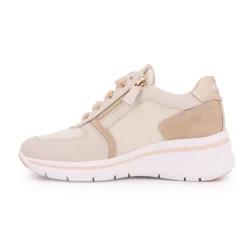 Baskets compensées cuir nuances de beige semelle épaisse blanche Femme sportwear KEYS