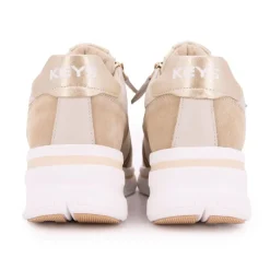Baskets compensées cuir nuances de beige semelle épaisse blanche Femme sportwear KEYS