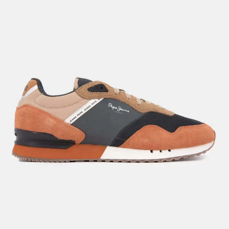 Baskets cuir london grade camel lacets beiges Homme PEPE JEANS