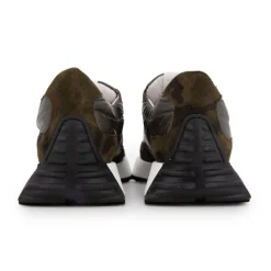 Baskets en tissu et cuir kaki vert Femme URBAN