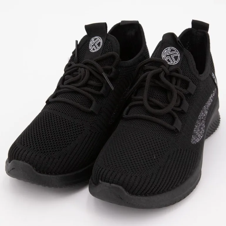 Baskets en toile couleur unie à lacets semelle épaisse Femme KELARA