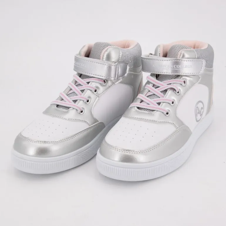 Baskets hautes à paillettes avec scratch Enfant AMERICAN COLLEGE