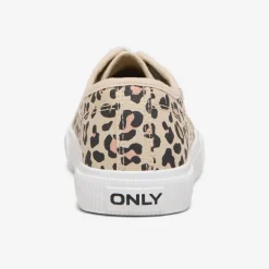 Baskets imprimé léopard nicola cream coton Femme ONLY