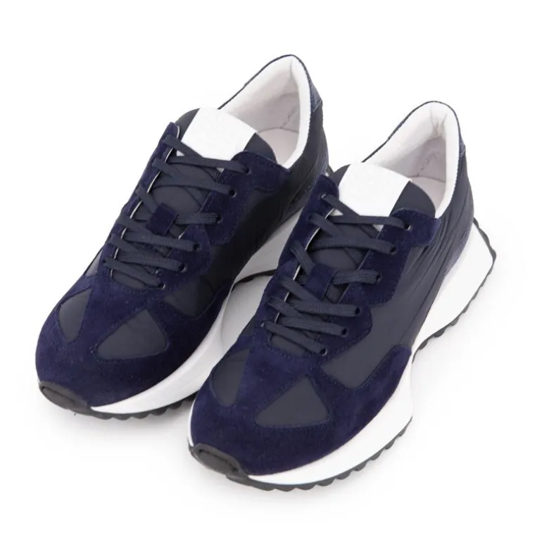 Baskets jean bleu marine en cuir Femme URBAN