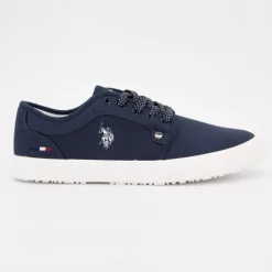 Baskets mediaval en toile avec lacets à rayures Homme US POLO