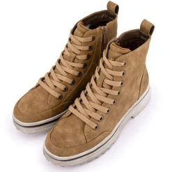 Baskets montantes à lacets zippées semelle crantée blanche usée Femme DOCKERS BY GERLI