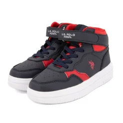 Baskets montantes à scratch bleu rouge fermeture zip Enfant US POLO