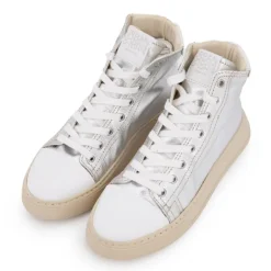 Baskets montantes argentée semelle épaisse Femme URBAN