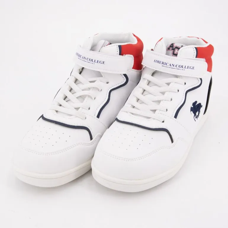 Baskets montantes avec lacets new york cheval brodé coloré Enfant AMERICAN COLLEGE