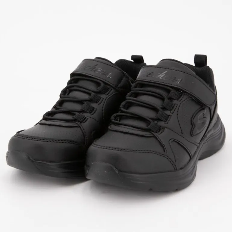 Baskets noires à lacets avec scratch Enfant SKECHERS