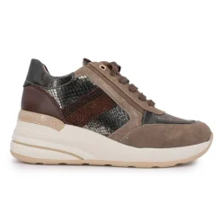 Baskets premium compensées motif croco avec bande de strass Femme KEYS