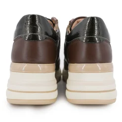 Baskets premium compensées motif croco avec bande de strass Femme KEYS